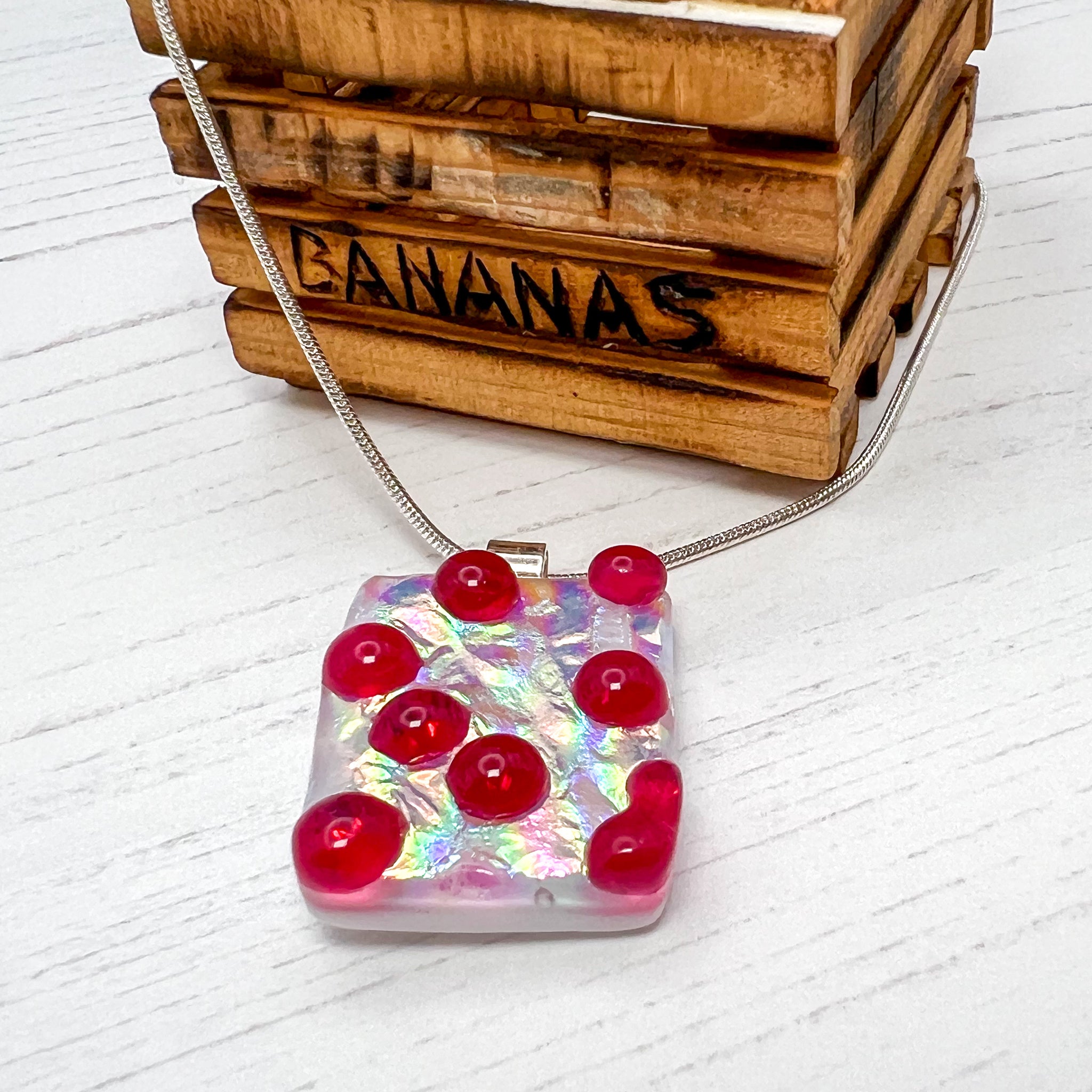 Pink Rainbow Bubble Glass Necklace Curious Glass
