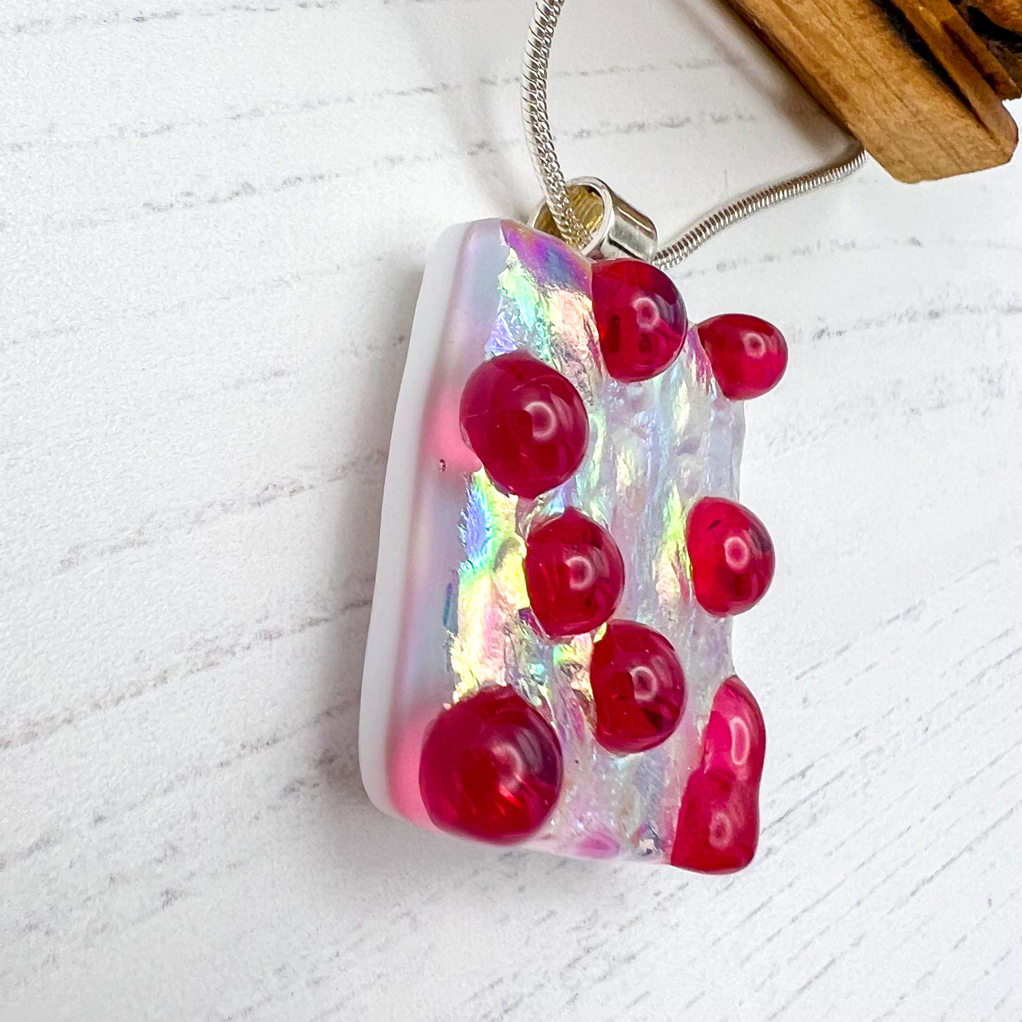 Pink Rainbow Bubble Glass Necklace