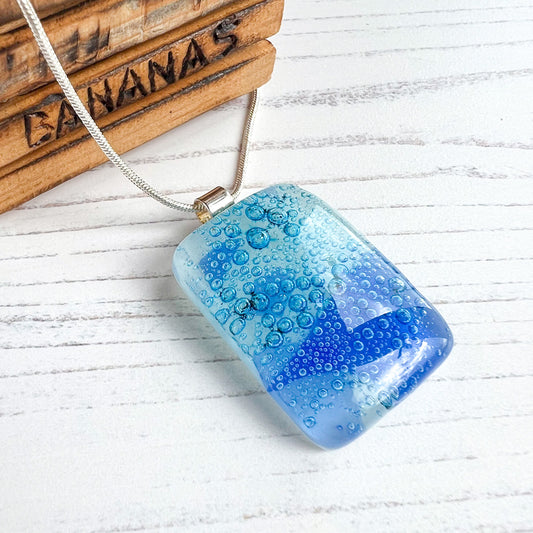 Sky Blue Bubble Glass Necklace