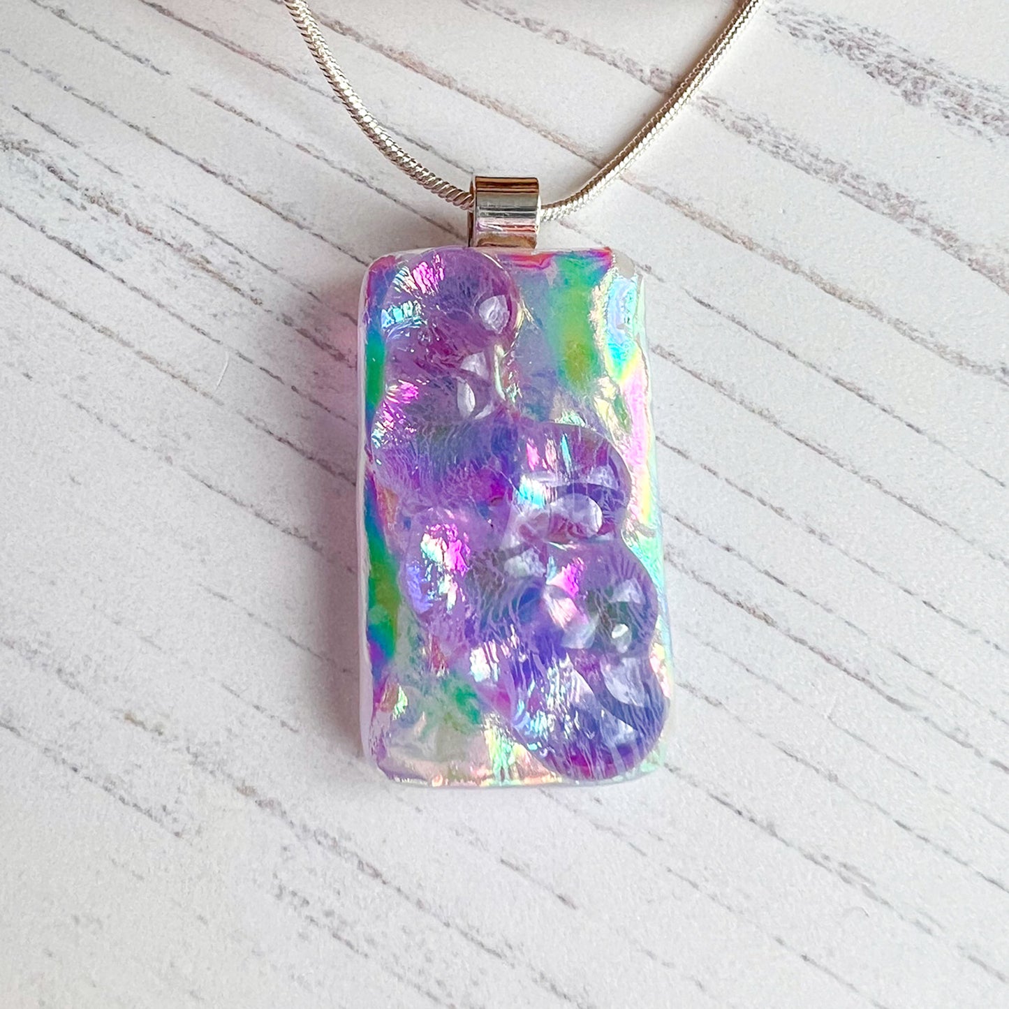 Lilac Bubble Dichroic Glass Necklace