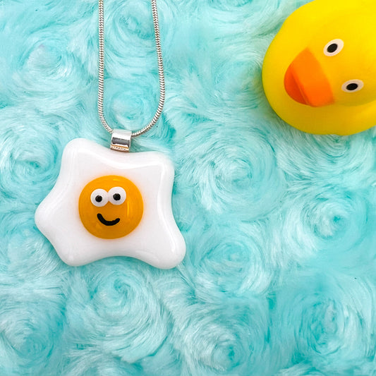 Cute Fried Egg Glass Necklace