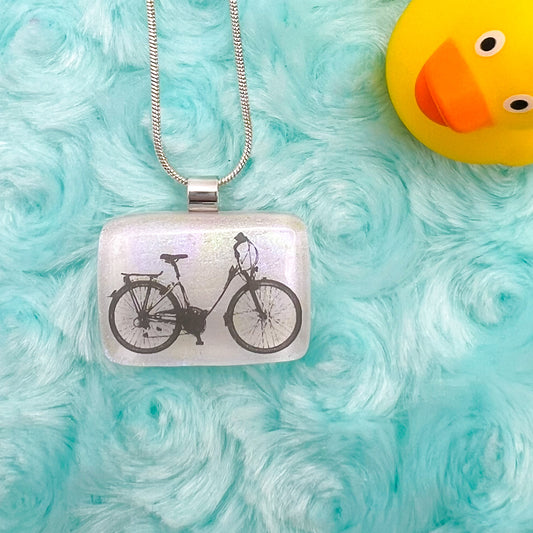 Bicycle Glass Necklace