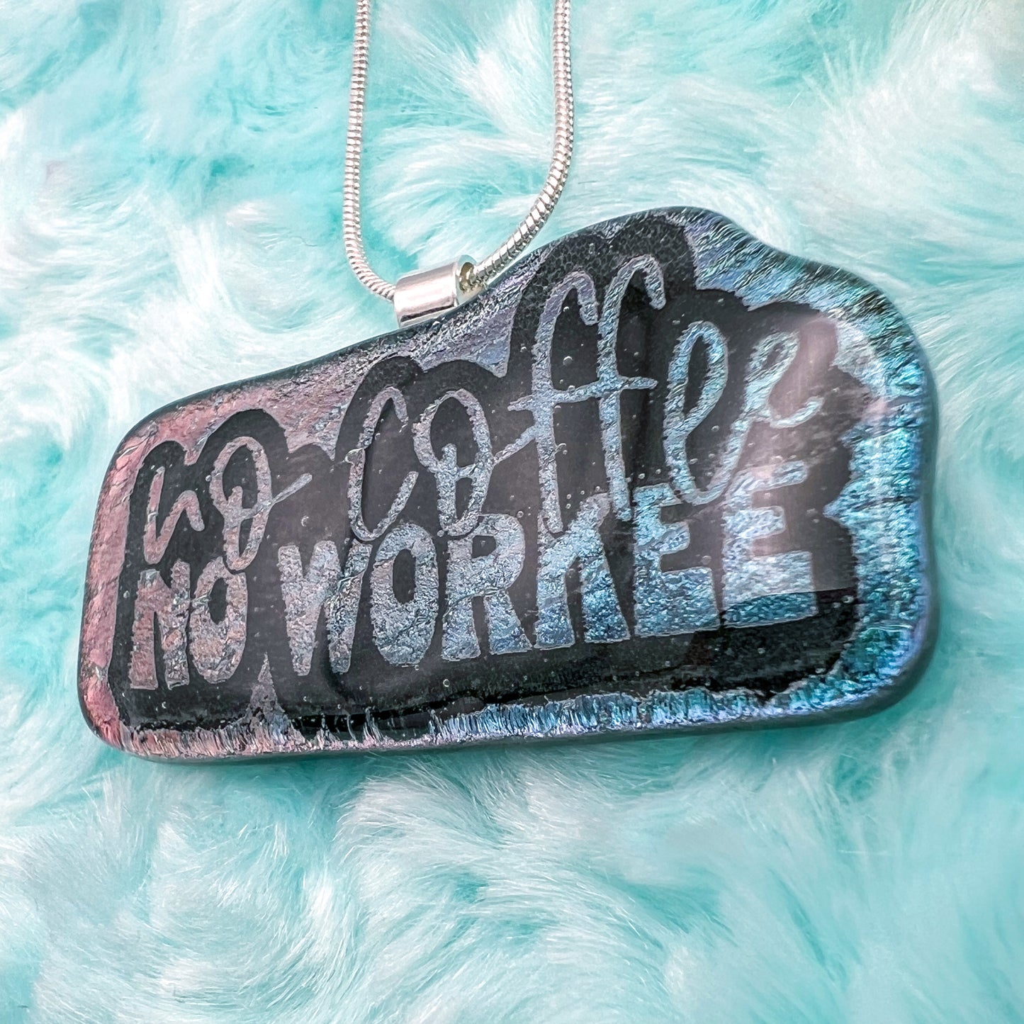 No Coffee No Workee Glass Necklace