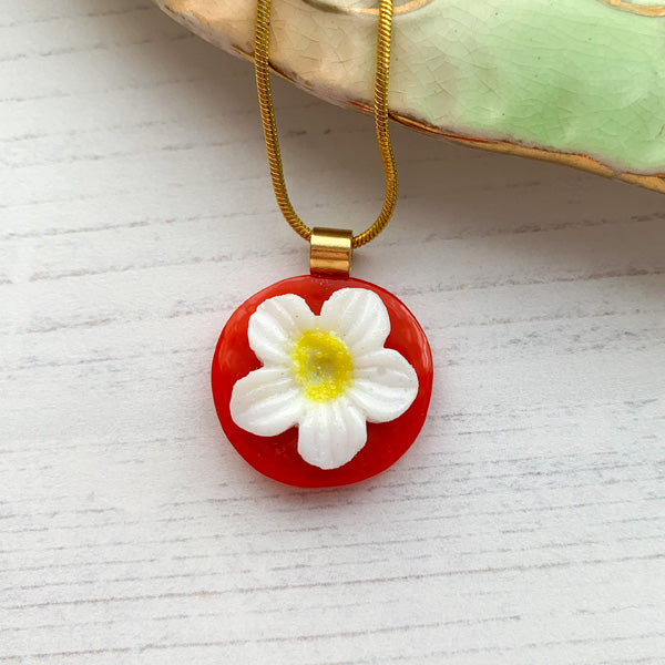 Orange White Flower Necklace