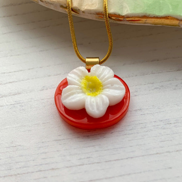 Orange White Flower Necklace
