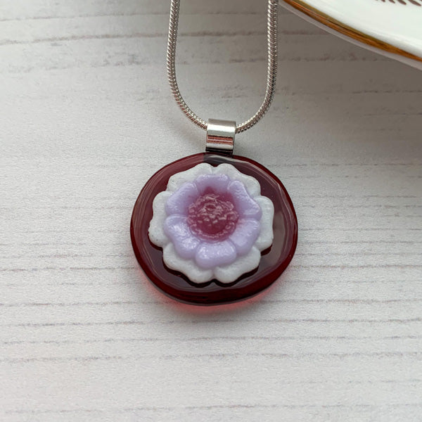 Purple White Flower Necklace