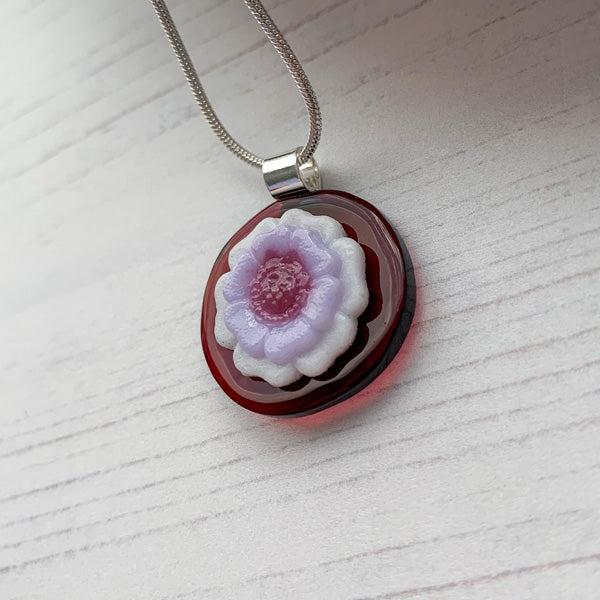 Purple White Flower Necklace