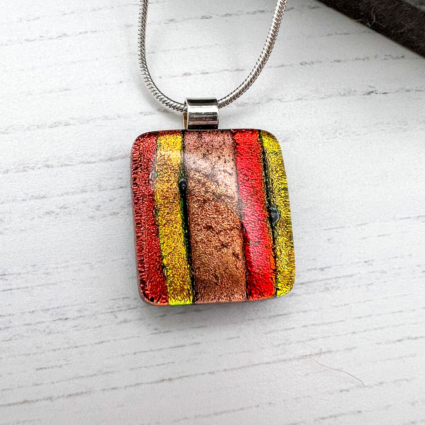 Autumn Stripes Glass Necklace