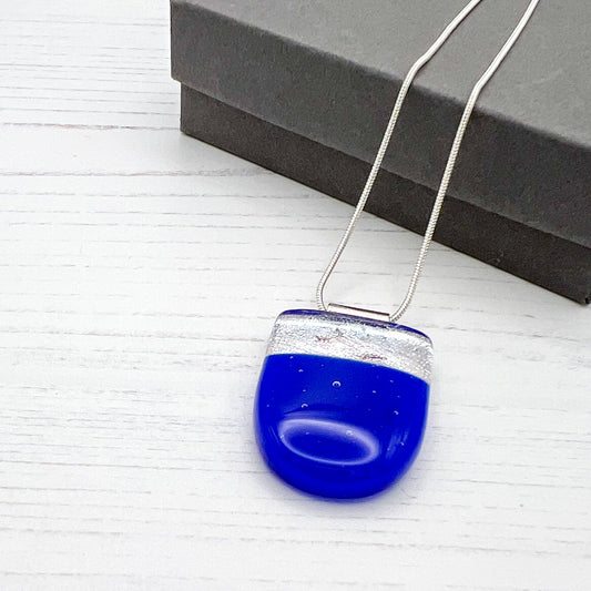 Blue Silver Glass Necklace