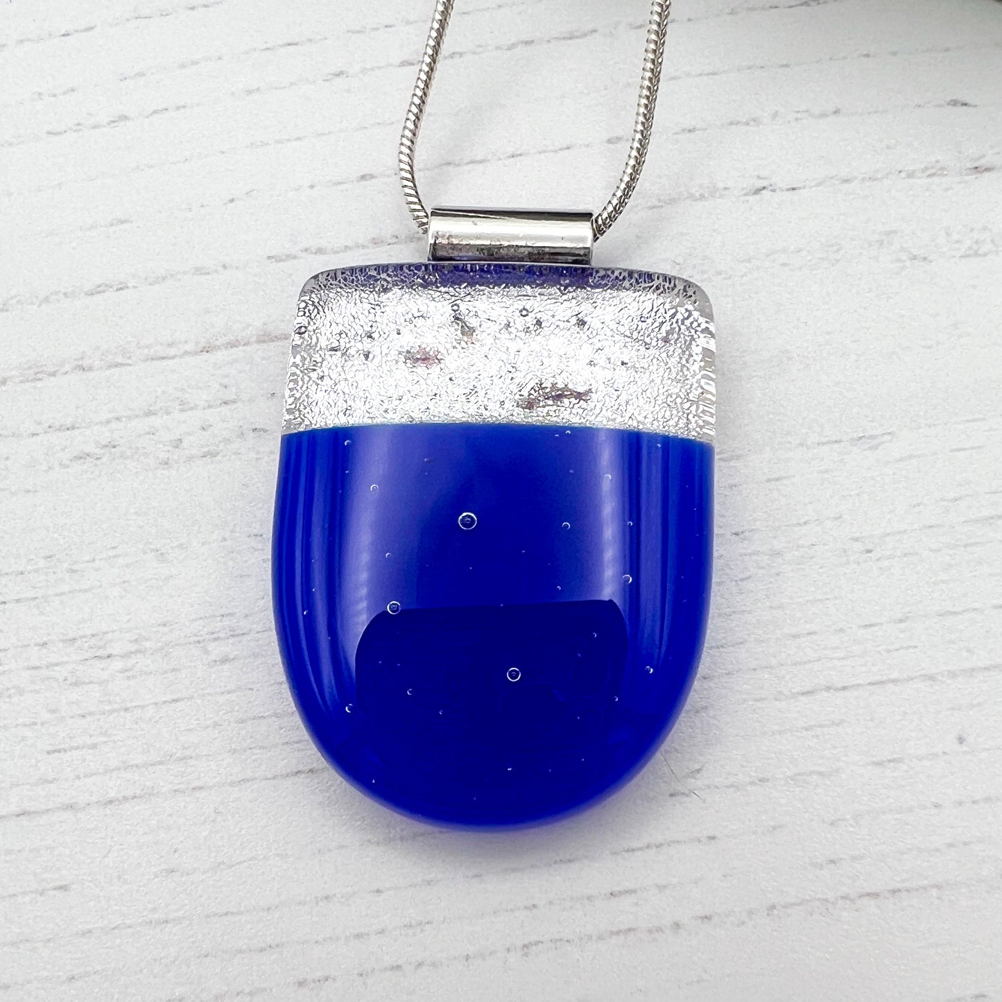 Blue Silver Glass Necklace