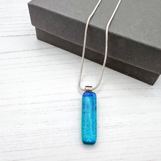Blue Teal Glass Necklace