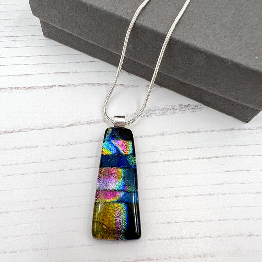Multicoloured Trapezium Glass Necklace
