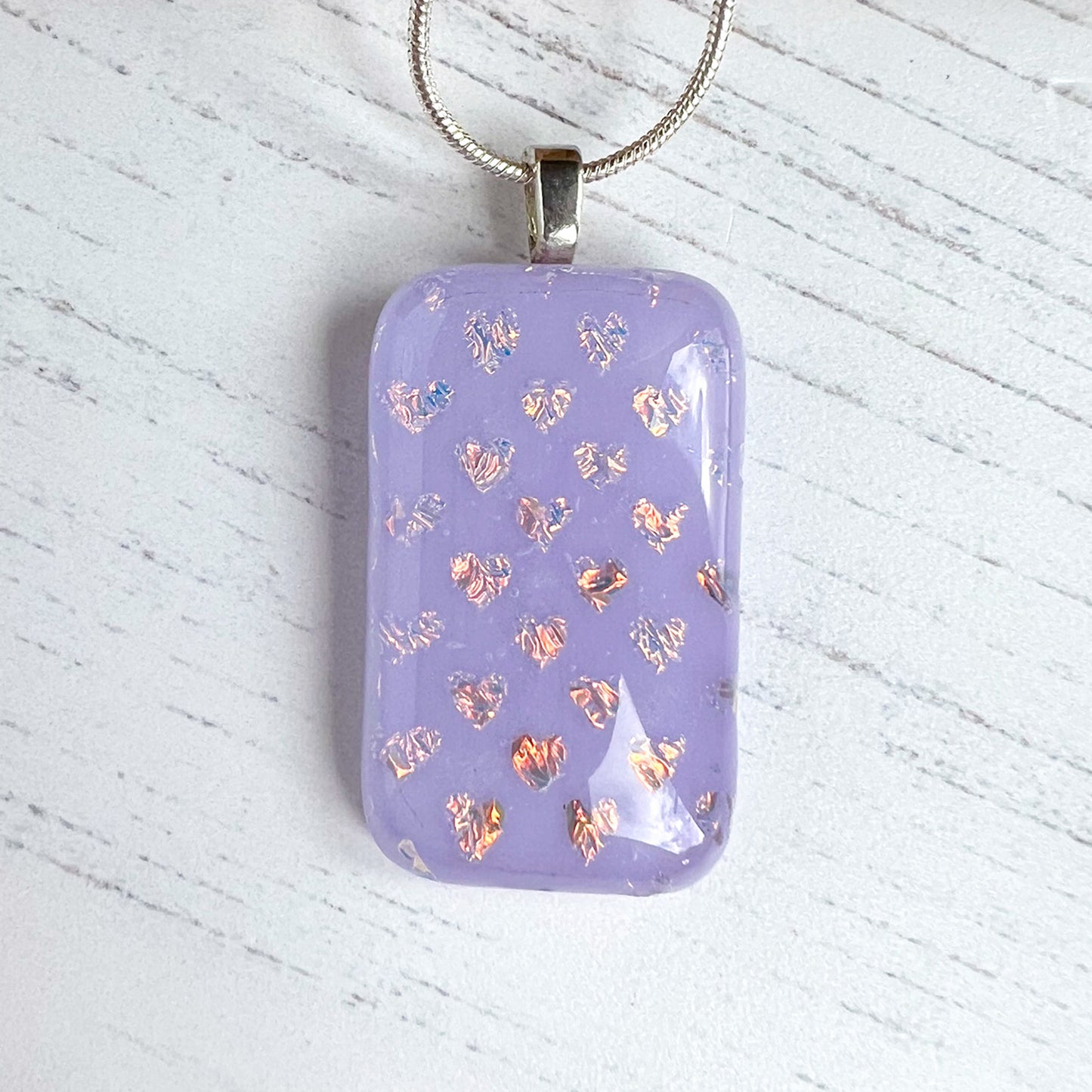 Cariad Lilac Dichroic Glass Necklace