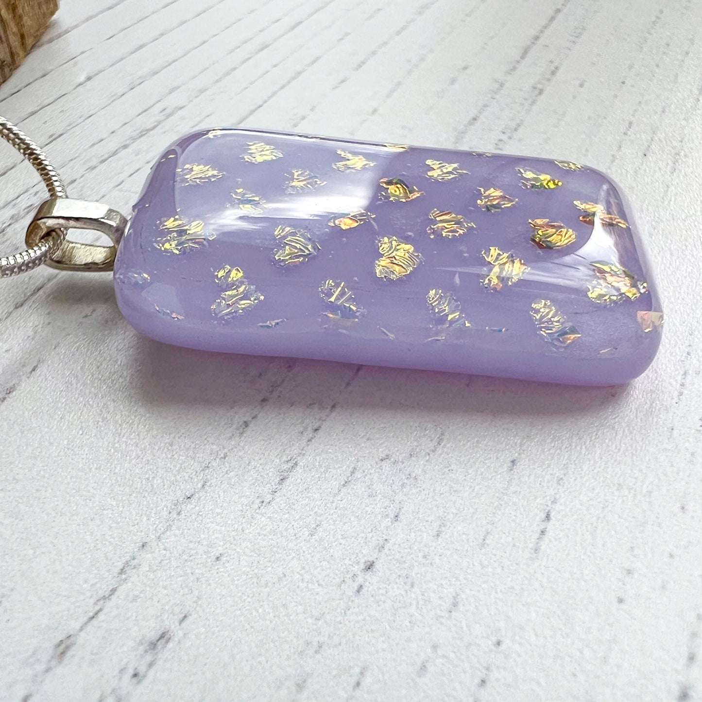 Cariad Lilac Dichroic Glass Necklace