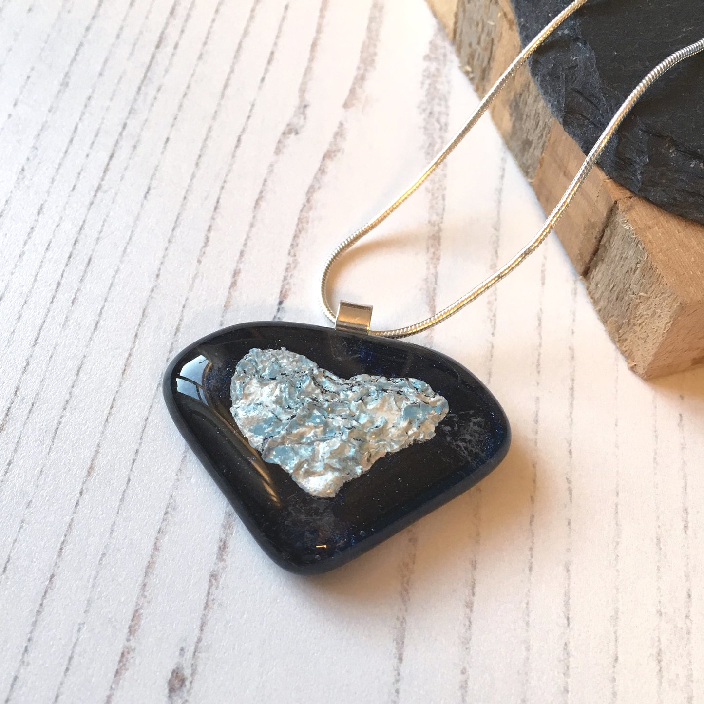 Cariad Navy Glass Necklace