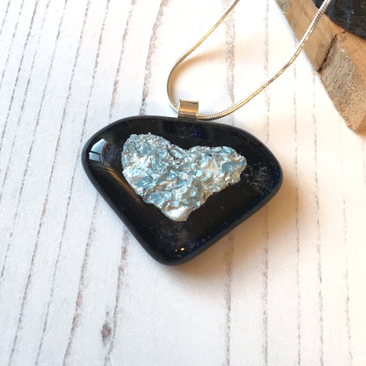 Cariad Navy Glass Necklace