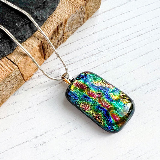 Cariad Rainbow Dichroic Glass Necklace