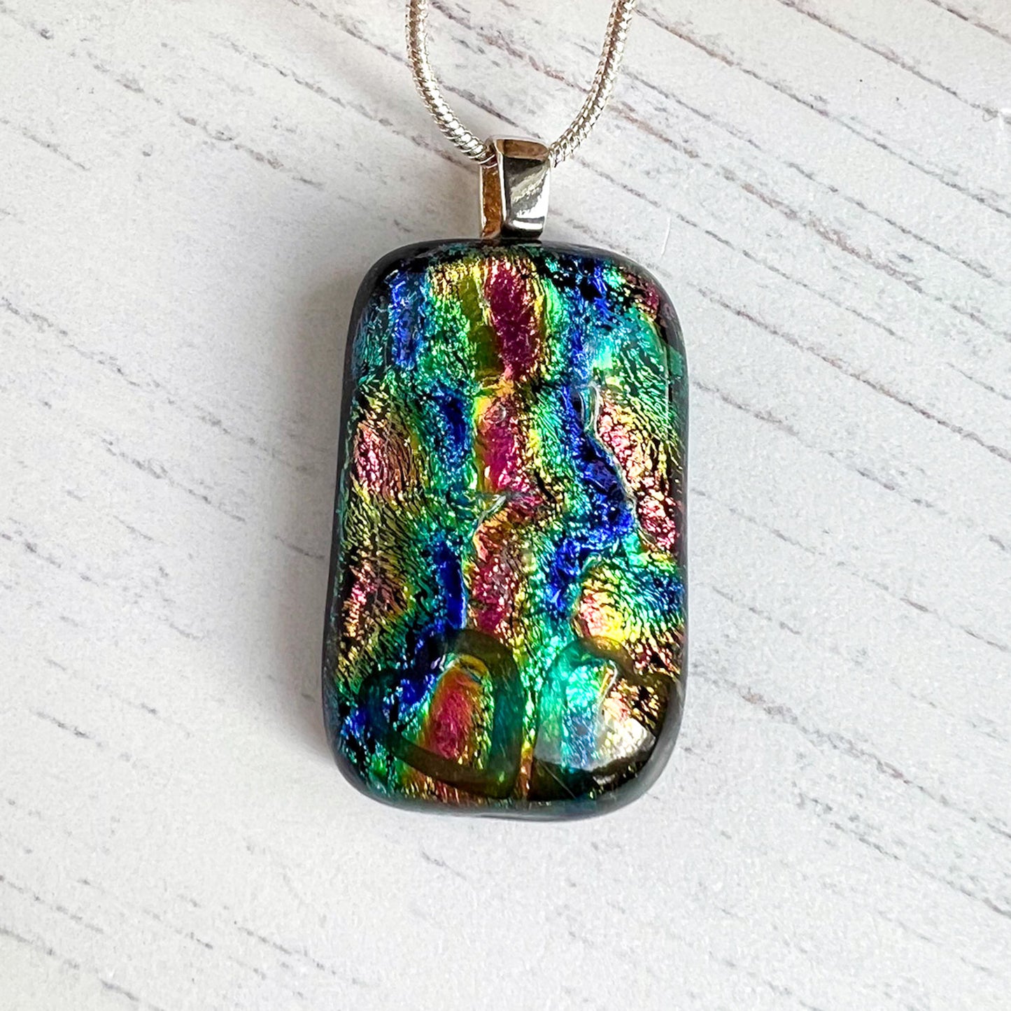 Cariad Rainbow Dichroic Glass Necklace
