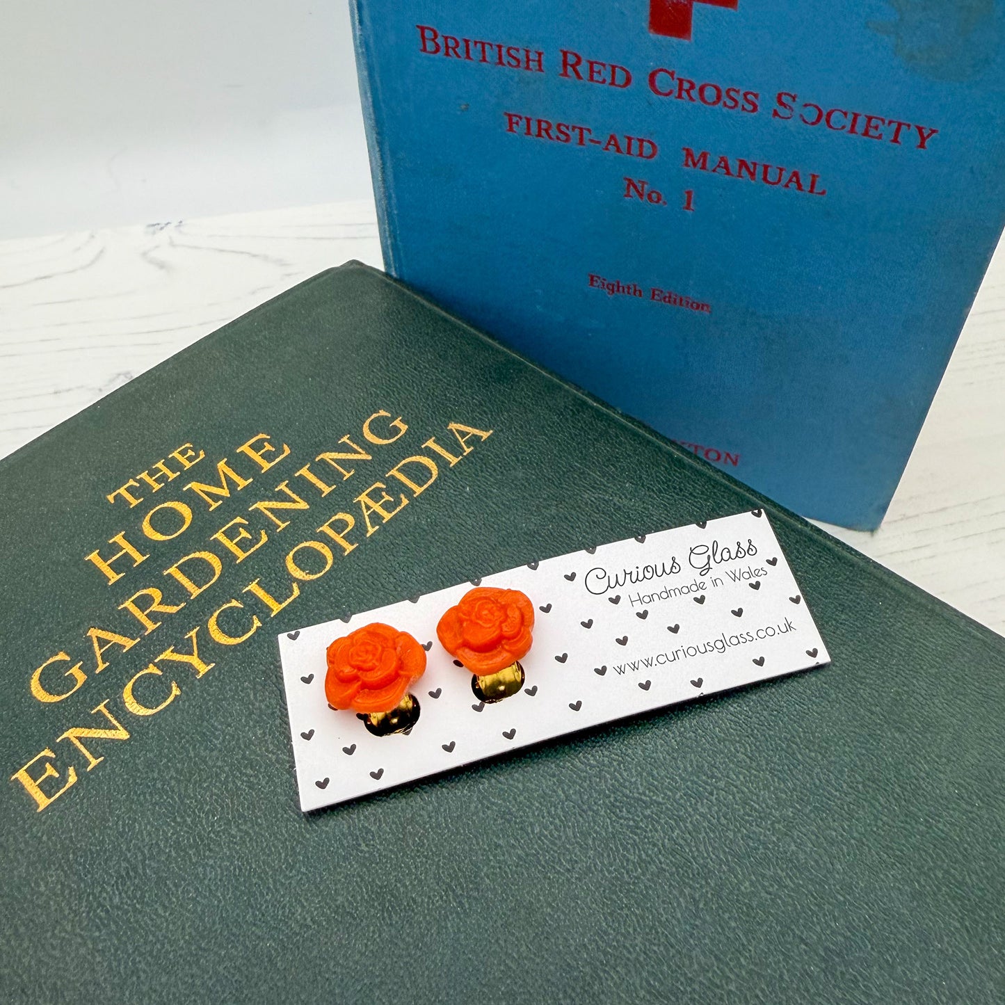 Cute glass flower earrings - clip-on