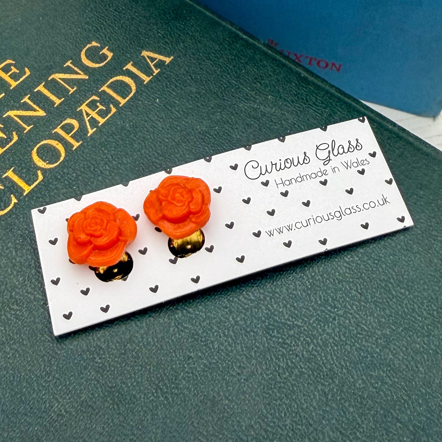 Cute glass flower earrings - clip-on