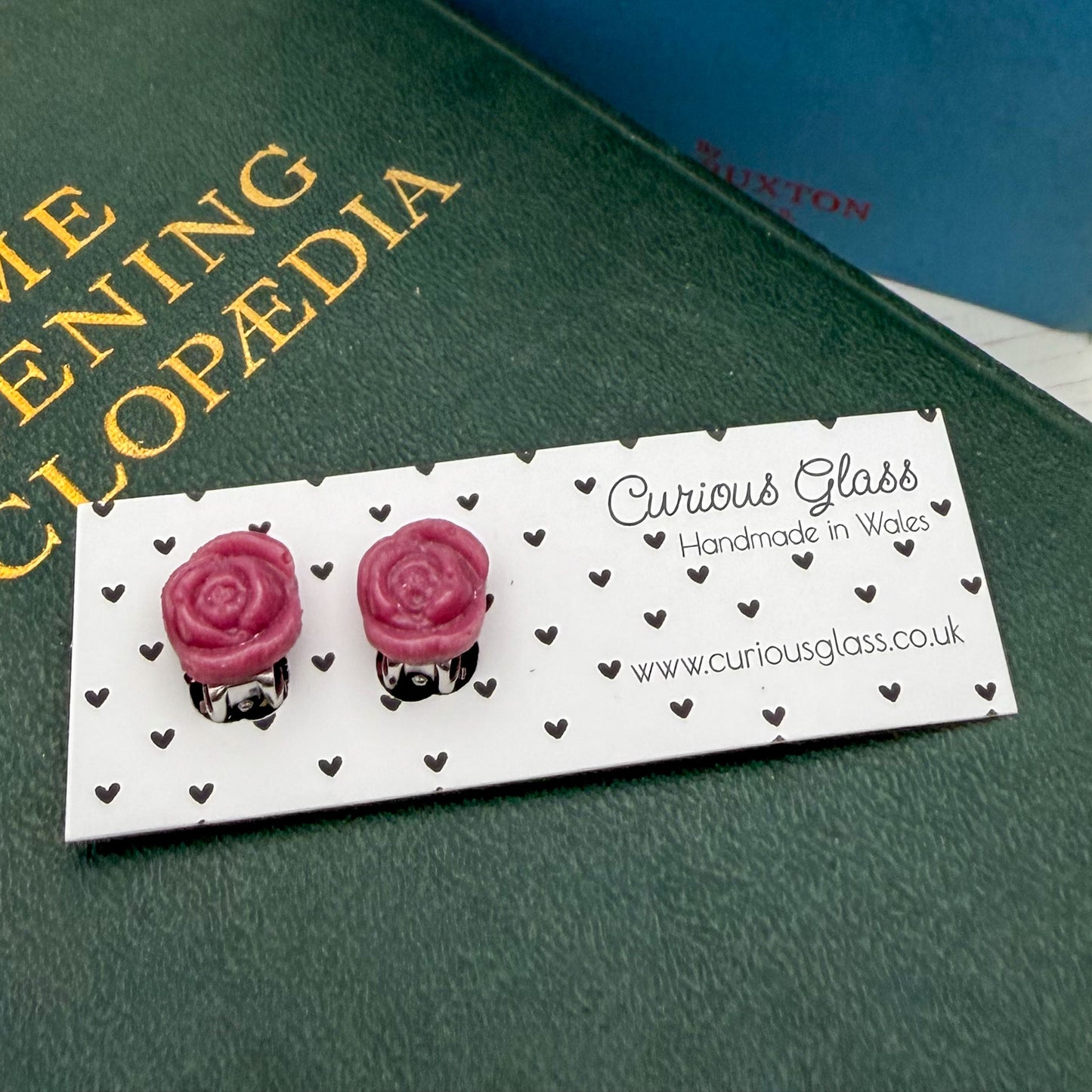 Cute glass flower earrings - clip-on