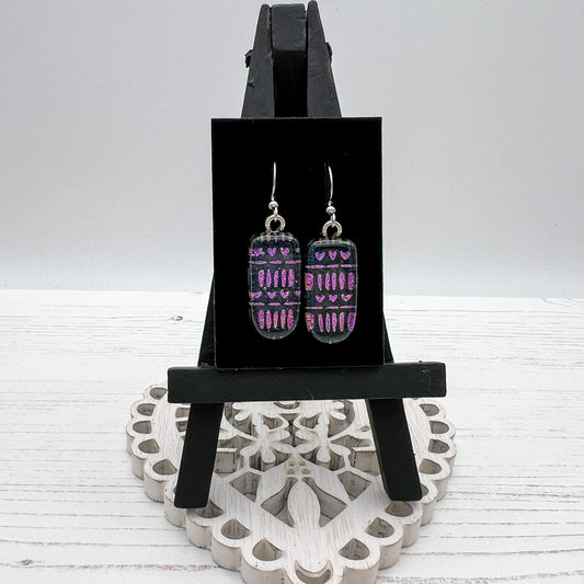 Navy Hearts Glass Earrings