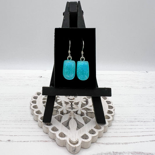 Turquoise Blue Glass Earrings