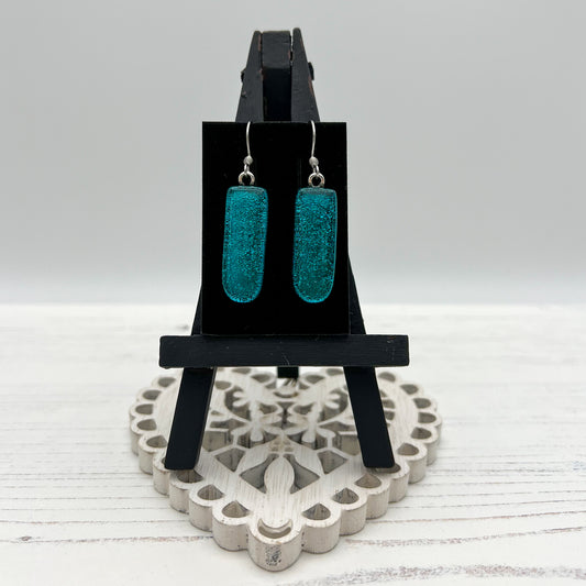 Sparkly Teal Glass Earrings