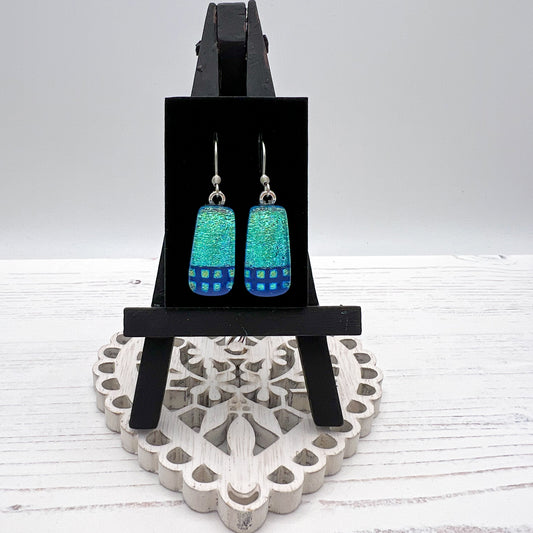 Blue Squares Glass Earrings