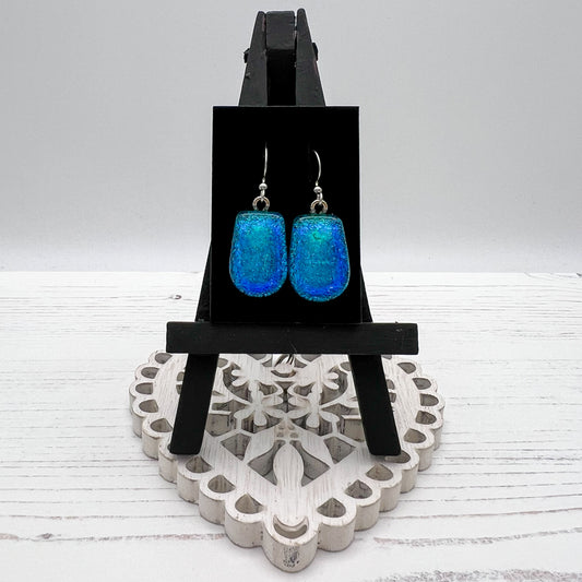 Teal Blue Glass Earrings