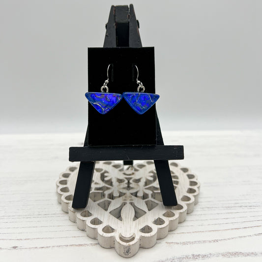Blue Triangles Glass Earrings