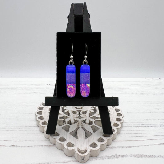 Pink Blue Glass Earrings