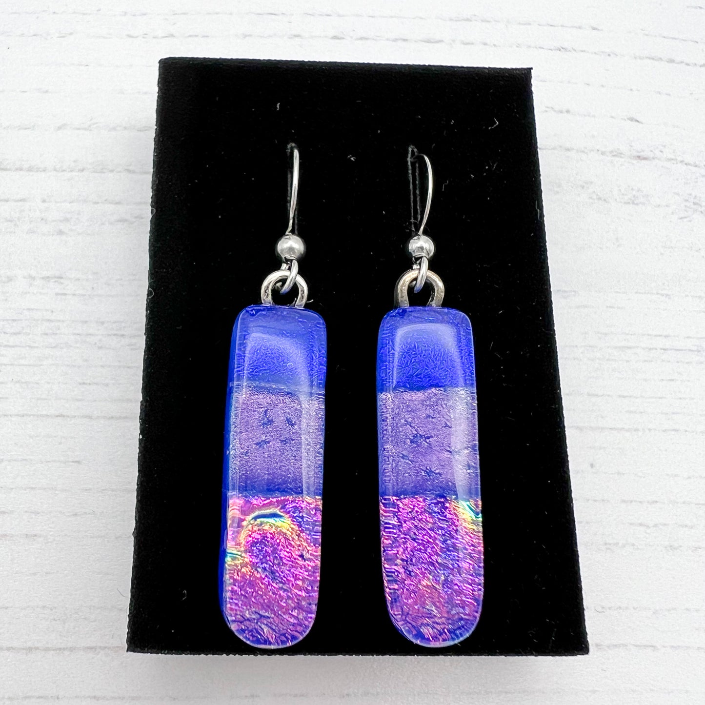 Pink Blue Glass Earrings