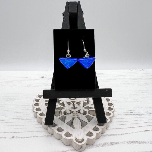 Blue Triangle Glass Earrings