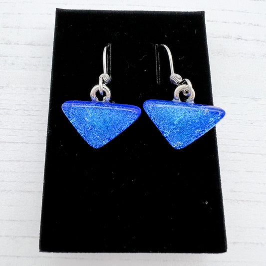 Handmade Dichroic Glass Earrings - Blues