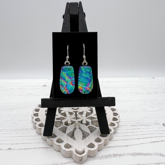 Blue Rainbow Glass Earrings