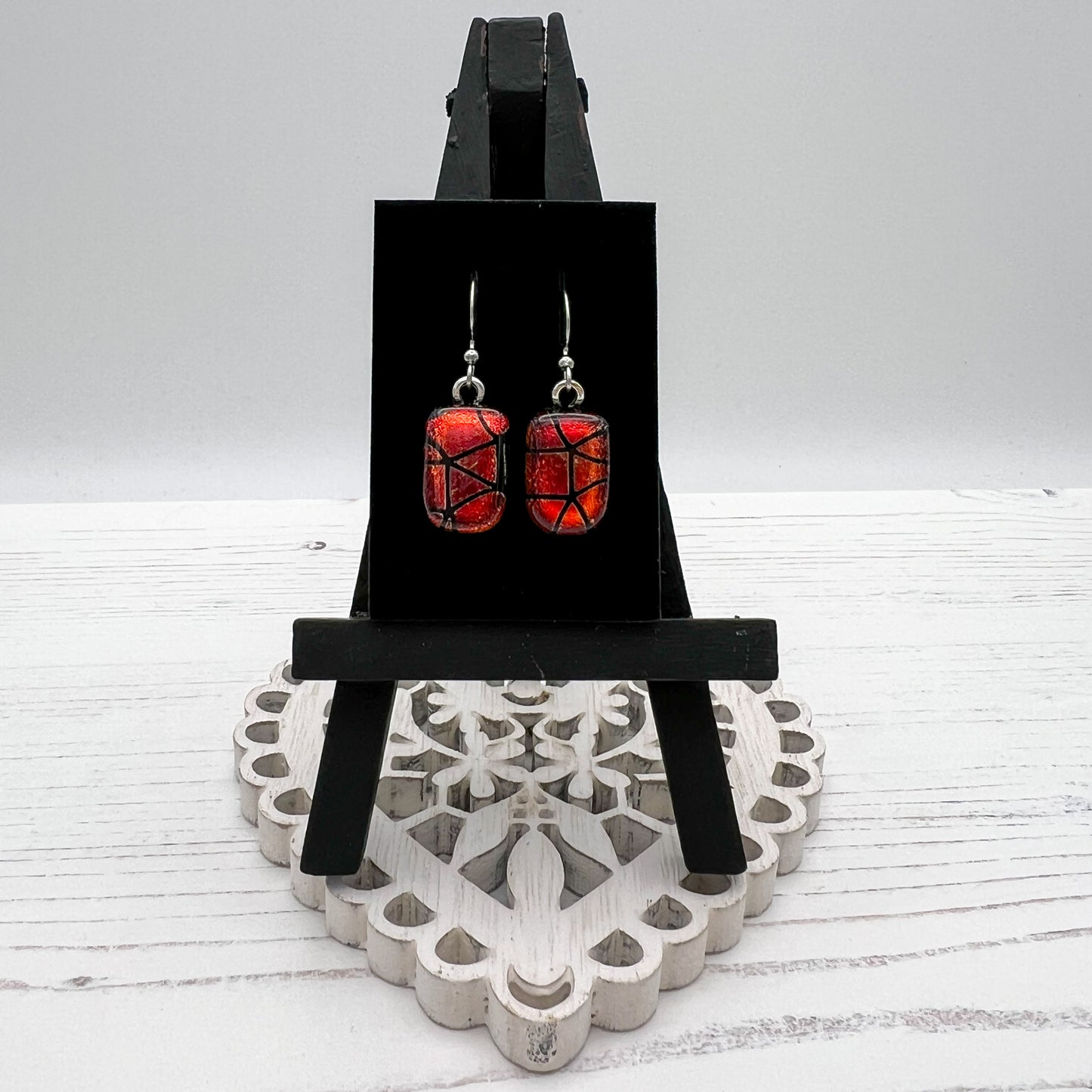 Red Geometric Glass Earrings
