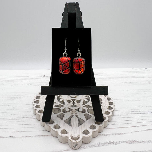 Red Geometric Glass Earrings