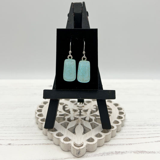 Duck Egg Blue Glass Earrings