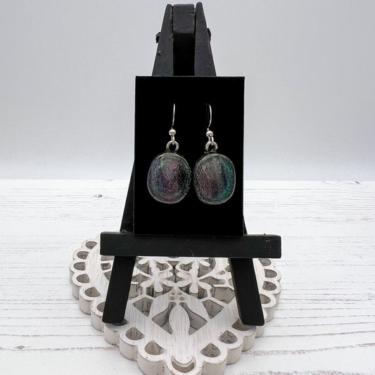 Grey Purple Glass Earrings