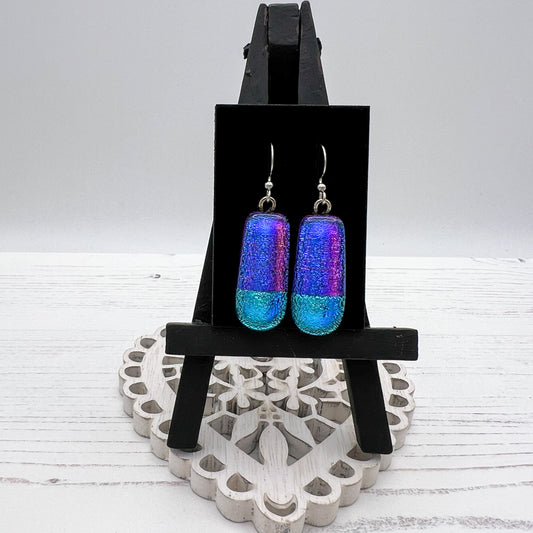 Blue Purple Glass Earrings