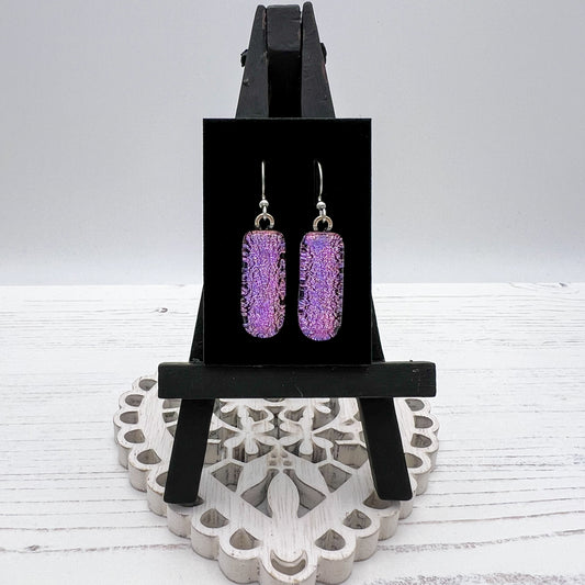Long Lilac Pink Glass Earrings