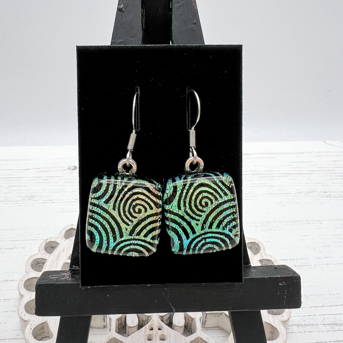 Swirl Black Glass Earrings