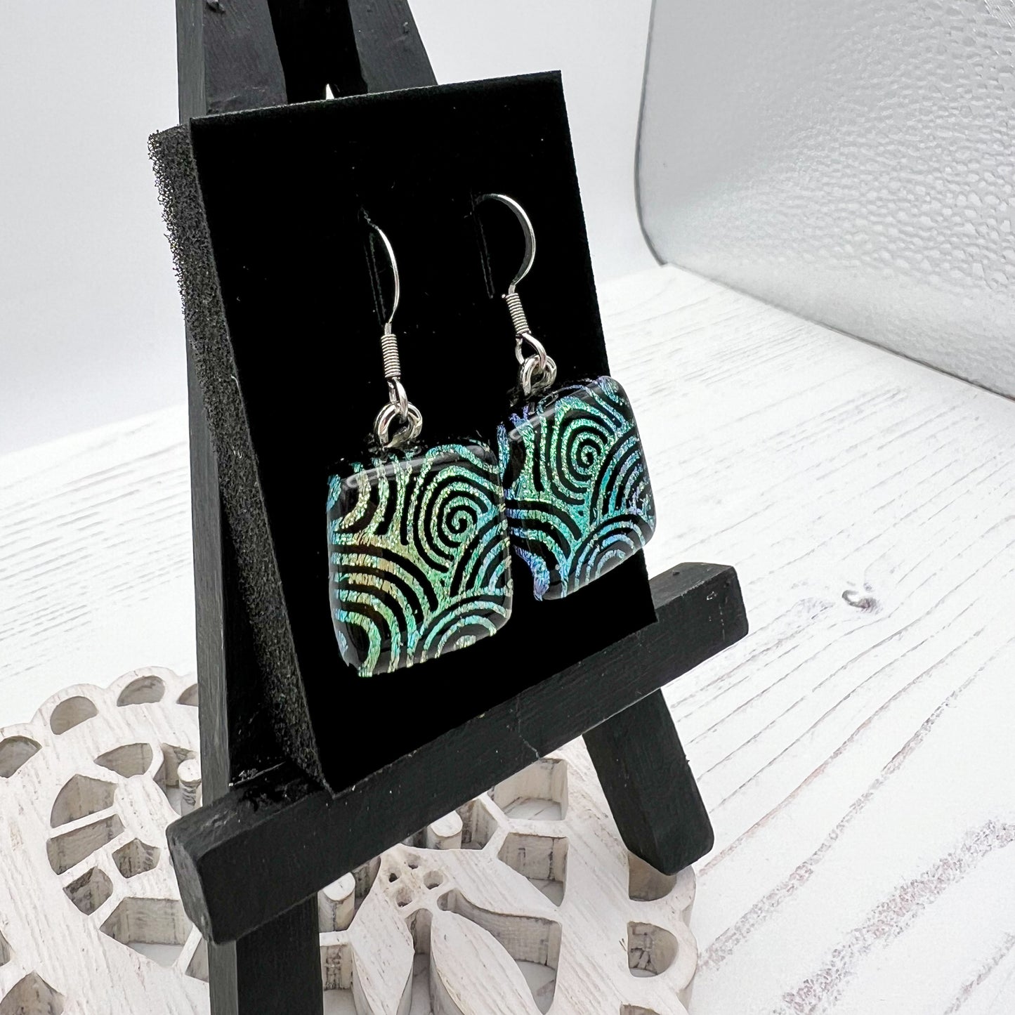 Swirl Black Glass Earrings