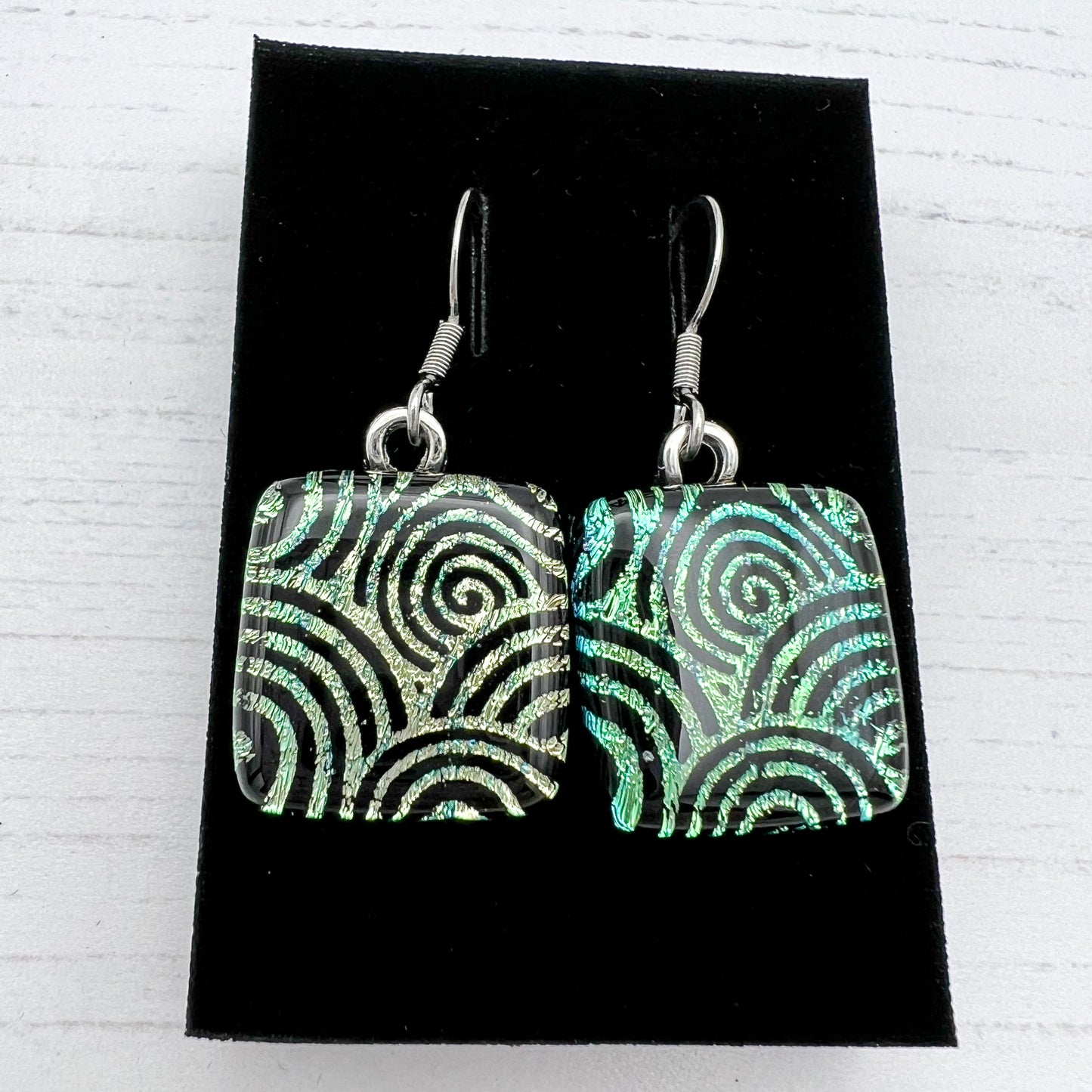 Swirl Black Glass Earrings
