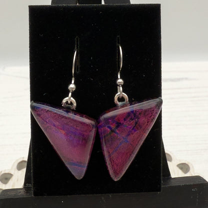 Handmade Dichroic Glass Earrings - Multicoloured