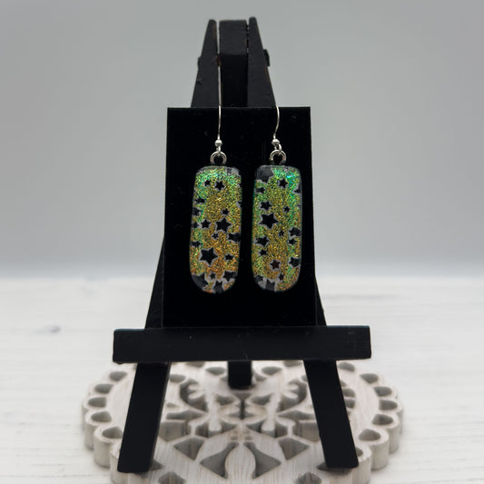Starry Pink and Gold Glass Earrings