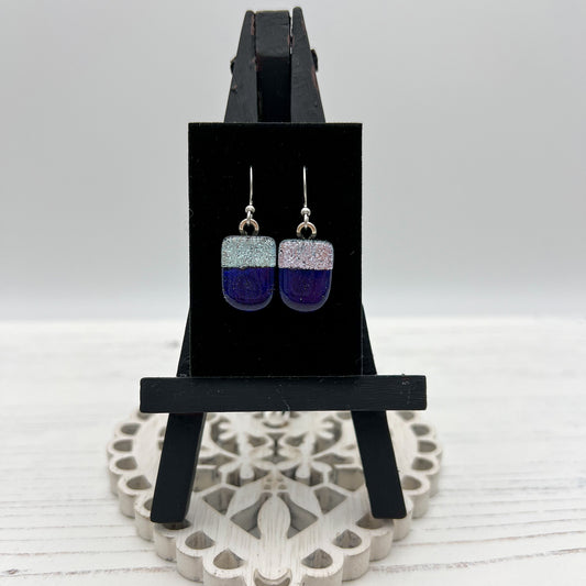 Purple Silver Glass Earrings