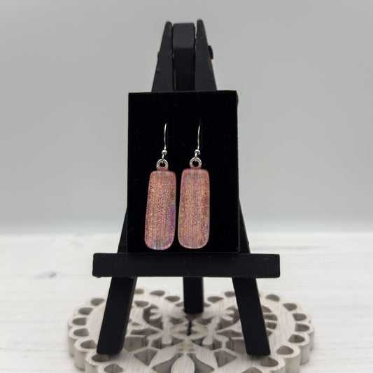 Salmon Stripe Glass Earrings