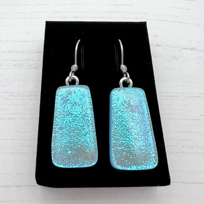 Handmade Dichroic Glass Earrings - Blues